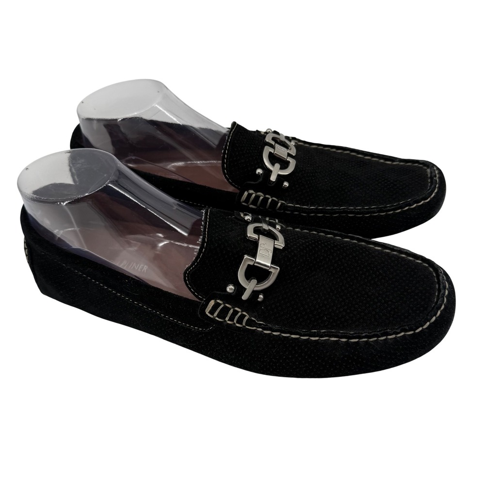 Donald J Pliner Driving Loafers Women Size 10 Blackโ Suede Bit Perforated Italy
